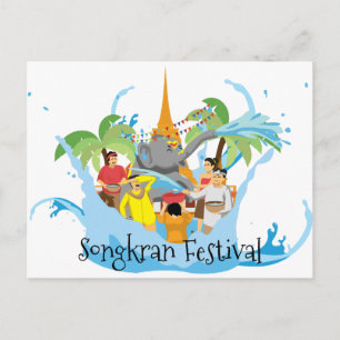 Songkran Festival Elephant spraywater Briefkaart