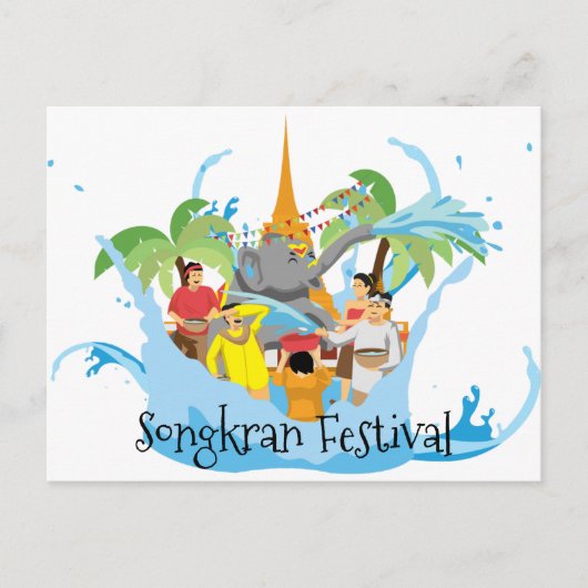 Songkran Festival Elephant spraywater Briefkaart (Voorkant)