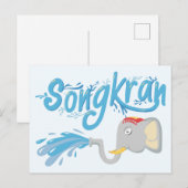 Songkran Olifant spuitwater T-Shirt Briefkaart (Voorkant / Achterkant)