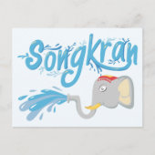 Songkran Olifant spuitwater T-Shirt Briefkaart (Voorkant)