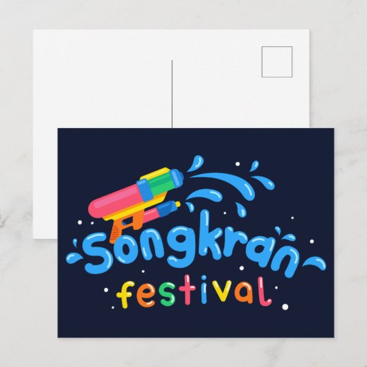 Songkran Watergun Briefkaart (Voorkant / Achterkant)