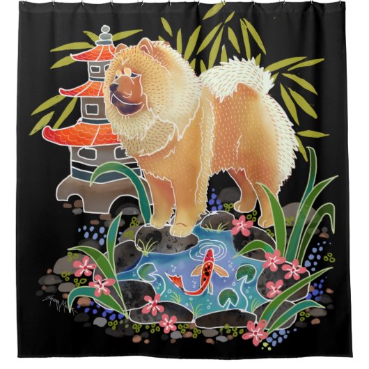 SONGMAO-douchegordijn (zwarte achtergrond) Douchegordijn (Voorkant)