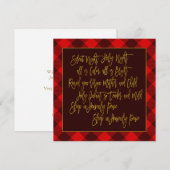 Songtekst van Christmas Carol Silent Night Red Pla Feestdagenkaart (Voorkant / Achterkant)