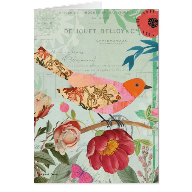 Songvogel met collage-stijl (Voorkant)