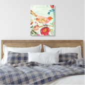 Songvogel met collage-stijl canvas afdruk (Insitu (Slaapkamer))