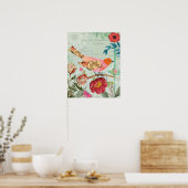 Songvogel met collage-stijl poster (Keuken)