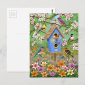 Songvogels Lily Garden Birdhouse Briefkaart (Voorkant / Achterkant)