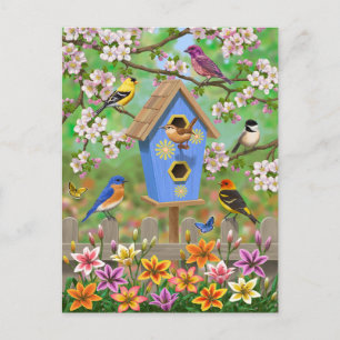 Songvogels Lily Garden Birdhouse Briefkaart