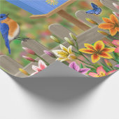 Songvogels Lily Garden Birdhouse Cadeaupapier (Hoek)