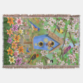 Songvogels Lily Garden Birdhouse Deken (Voorkant)