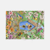 Songvogels Lily Garden Birdhouse Fleece Deken (Voorkant (Horizontaal))