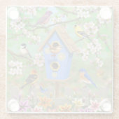 Songvogels Lily Garden Birdhouse Glazen Onderzetter (Achterkant)