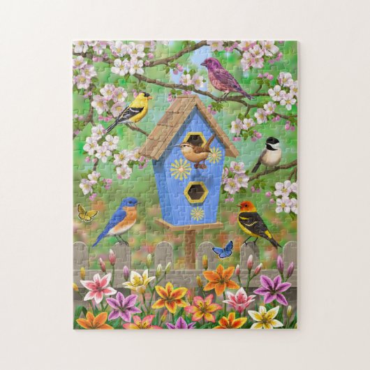 Songvogels Lily Garden Birdhouse Legpuzzel (Verticaal)
