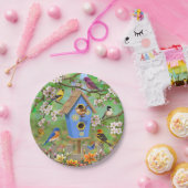 Songvogels Lily Garden Birdhouse Papieren Bordje (Feest)