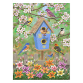 Songvogels Lily Garden Birdhouse Tafelkleed (Voorkant)