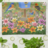 Songvogels Lily Garden Birdhouse Theedoek (Gevouwen)