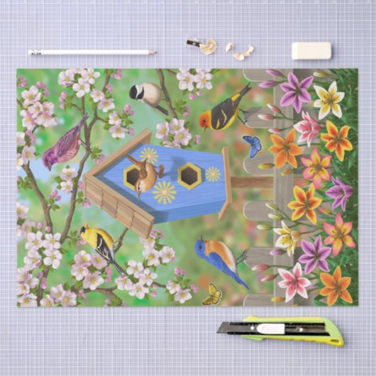 Songvogels Lily Garden Birdhouse Tissuepapier (Craft)