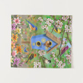 Songvogels Lily Garden Birdhouse Wandkleed (Voorkant (horizontaal))