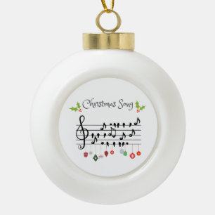 Songvogels muzieknoot keramische bal ornament