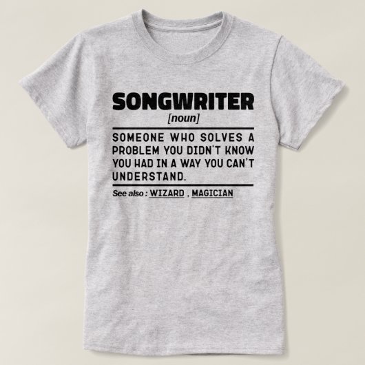 Songwriter Noun Singing Specialist Sarcastische Mu T-shirt (Design voorkant)