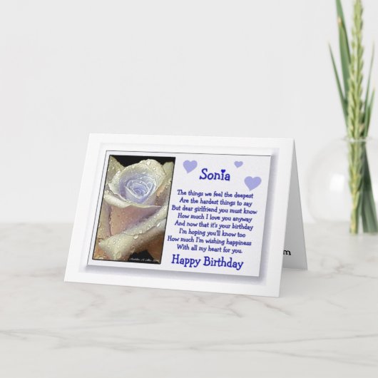 Sonia / Gelukkige Verjaardag Kaart (Voorkant)