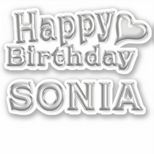Sonia Happy Birthday silver Aufkleber Sticker (Voorkant)