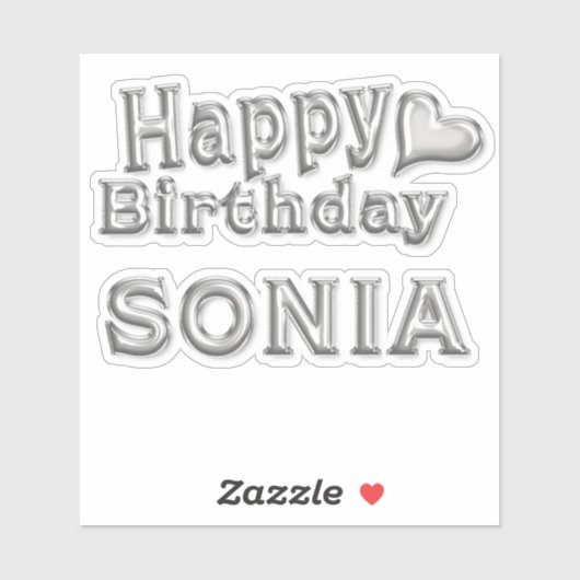Sonia Happy Birthday silver Aufkleber Sticker (Vel)