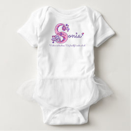 Sonia meisjes naam & betekenis S monogram baby rom Romper