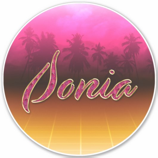 Sonia Vorname Name golden pink Aufkleber Sticker (Voorkant)