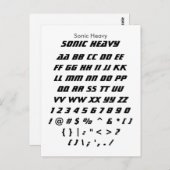 Sonic Heavy - Bemonsteringsblad Zazzle Font Briefkaart (Voorkant / Achterkant)
