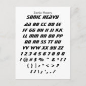 Sonic Heavy - Bemonsteringsblad Zazzle Font Briefkaart (Voorkant)