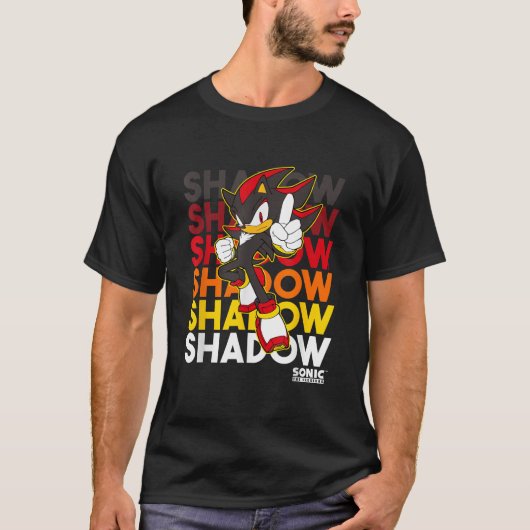 Sonic The Hedgehog Shadow Stacked Text Cool Logo T-shirt (Voorkant)