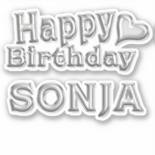 Sonja Happy Birthday silver Aufkleber Sticker (Voorkant)