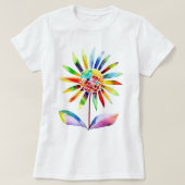 Sonnenblume mit Blätter in Regenbogenfarben T-shirt (Design voorkant)