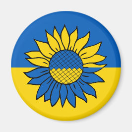 Sonnenblume vor der ukrainischen Flagge Magneet