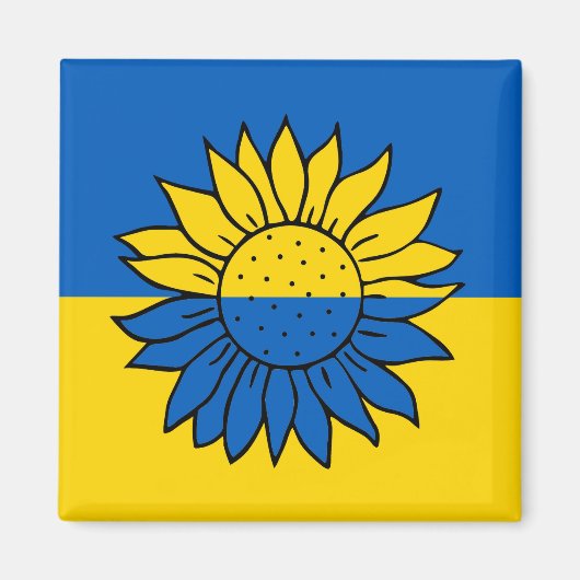 Sonnenblume vor der ukrainischen Flagge Magneet (Voorkant)