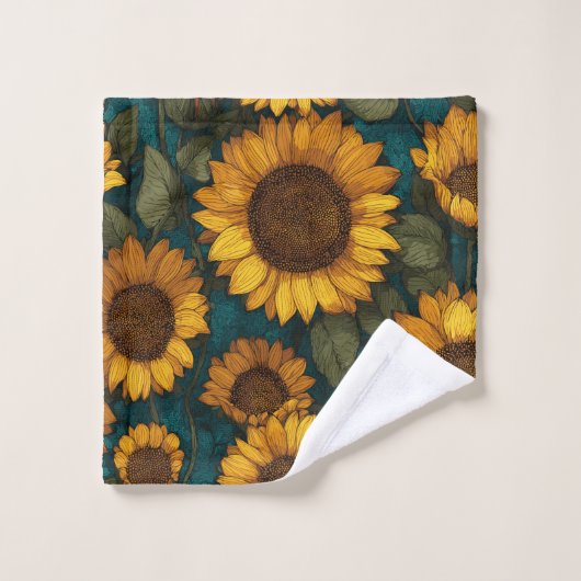 Sonnenblumen Muster – Fröhlicher Floral Style Bad Handdoek (Wasdoekje)