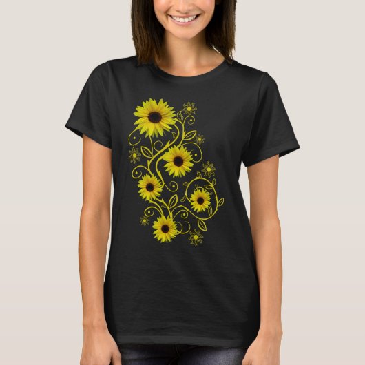 Sonnenblumen Sonnenblume Blumenranke Ornament T-shirt (Voorkant)