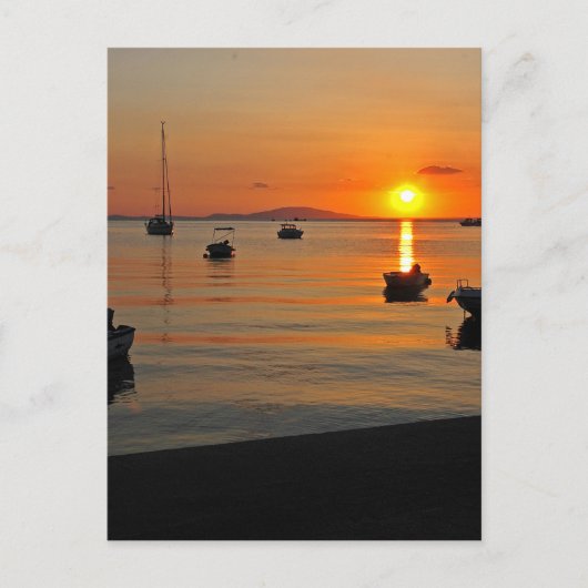 Sonnenuntergang am Hafen von Novalja n i'er Briefkaart (Voorkant)