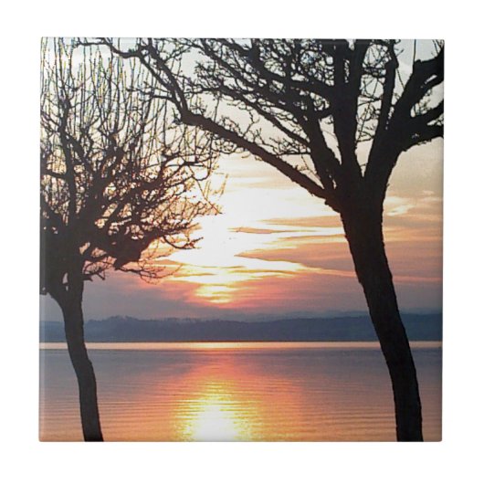 Sonnenuntergang am See Tegeltje (Voorkant)