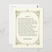 Sonnet # 104 door William Shakespeare Briefkaart (Voorkant / Achterkant)