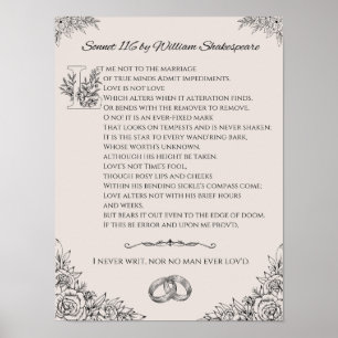 Sonnet 116 van William Shakespeare poster/wandkuns Poster