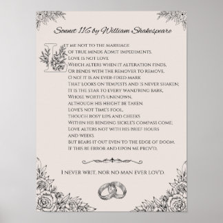 Sonnet 116 van William Shakespeare poster/wandkuns Poster