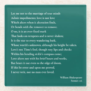 Sonnet 116Laat me niet bij het huwelijk van ware g Glazen Onderzetter