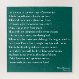 Sonnet 116Laat me niet bij het huwelijk van ware g Legpuzzel