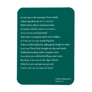 Sonnet 116Laat me niet bij het huwelijk van ware g Magneet