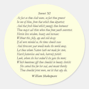 Sonnet # 11 van William Shakespeare Ronde Sticker