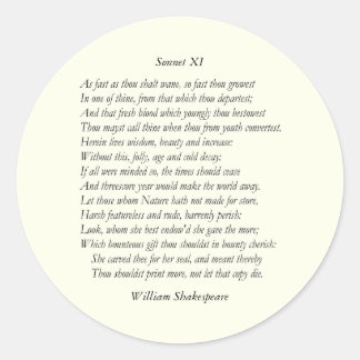 Sonnet # 11 van William Shakespeare Ronde Sticker