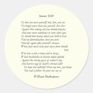 Sonnet # 13 van William Shakespeare Ronde Sticker