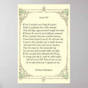 Sonnet # 15 van William Shakespeare Poster